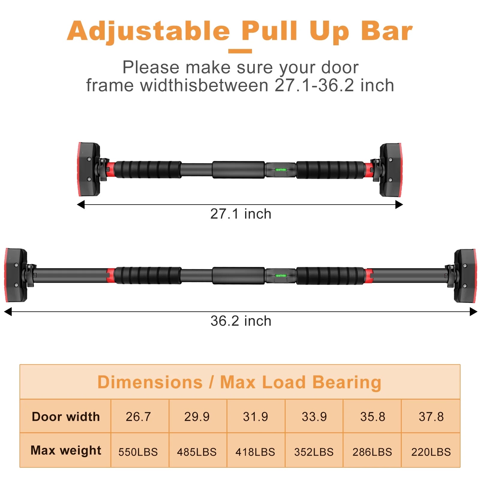 Pull up Bar for Doorway, Home Indoor Chin up Bar with No Screws, No Punching Adjustable Width Pull up Bar[69-92Cm], Strength Training Equipment Pull up Bar for Home Gym Upper Body Workout